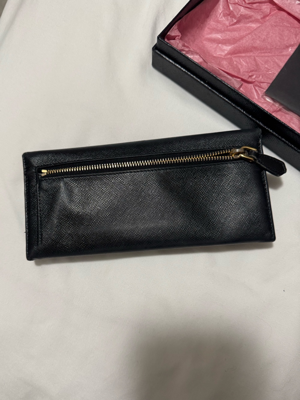 Prada Black Saffiano Long Wallet with Gold Logo Hardware - Picture 8 of 13
